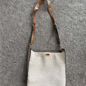 Michael Kors White and Tan Shoulder Bag